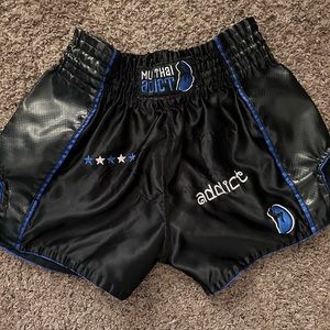 Muay Thai Addict Black and Blue Carbon Fiber Muay Thai Shorts REMIX Edition
